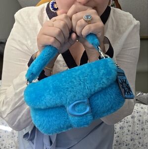 Coach x Lil Nas X 18 Vibrant Blue Faux Fur Shoulder Bag with Silver Hardware